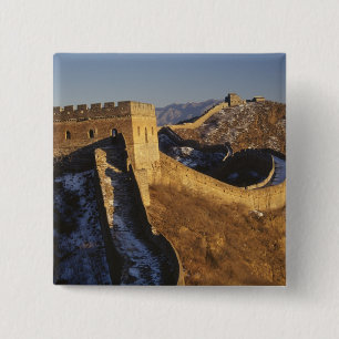 Landscape of Great Wall under sunset, China 15 Cm Square Badge