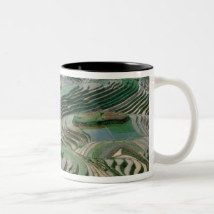 Landscape of rice terraces in the mountain, Two-Tone coffee mug