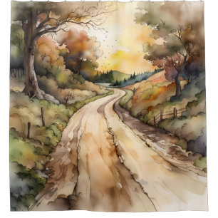 Landscape of Sunset Country Road Shower Curtain