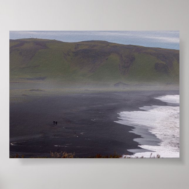 Landscape of the black beach in Iceland Poster (Front)