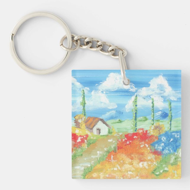 Landscape of the vastness of Tuscany Key Ring (Front)
