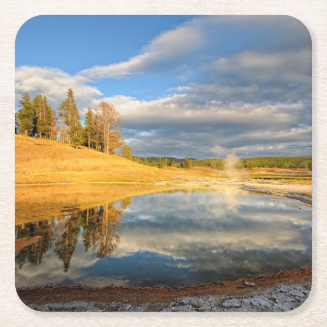 Landscape of Yellowstone Square Paper Coaster (Front)