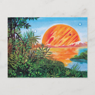 Landscape on Europa - Sci Fi Jupiter Moon Painting Postcard