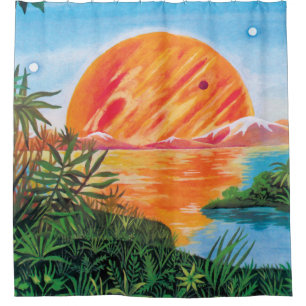 Landscape on Europa - Sci Fi Jupiter Moon Painting Shower Curtain