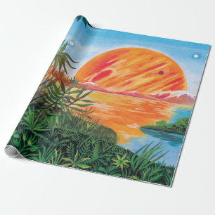 Landscape on Europa - Sci Fi Jupiter Moon Painting Wrapping Paper