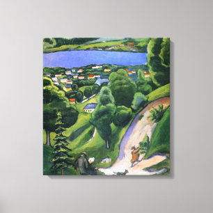 Landscape on the Teggernsee with a Reading Man Canvas Print