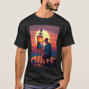 Landscape Painting Collector Painter Dad In Sunset T-Shirt