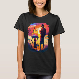 Landscape Painting Collector Painter Dad In Sunset T-Shirt