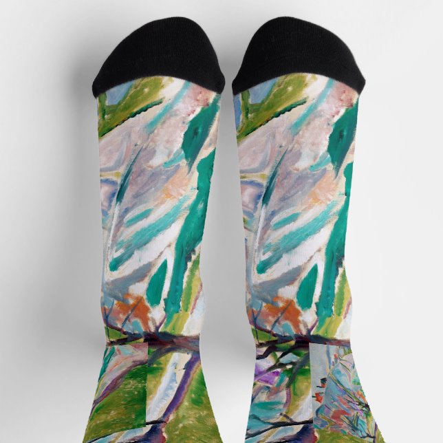Landscape Painting Edward Munch Socks (Top)