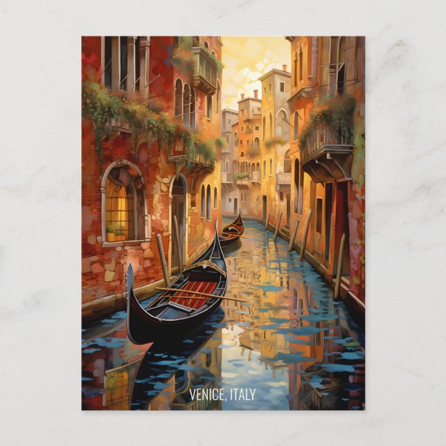 Landscape Painting Venice Canals Italy Travel Art Postcard (Front)
