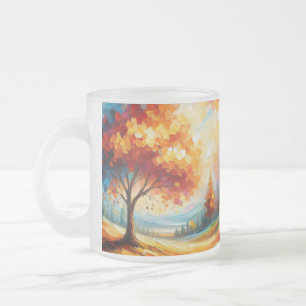 Landscape Painting With Bright Colours Frosted Glass Coffee Mug