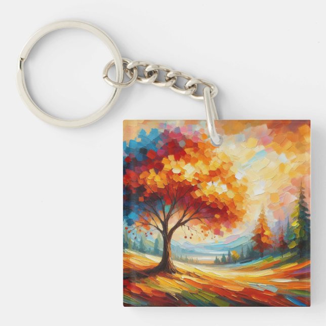 Landscape Painting With Bright Colours Key Ring (Front)