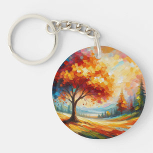 Landscape Painting With Bright Colours Key Ring