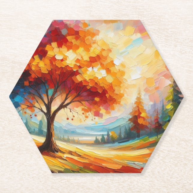 Landscape Painting With Bright Colours Paper Coaster (Front)