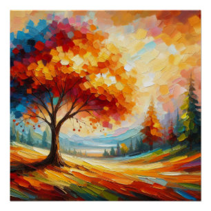 Landscape Painting With Bright Colours Poster