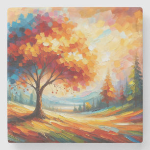 Landscape Painting With Bright Colours Stone Coaster