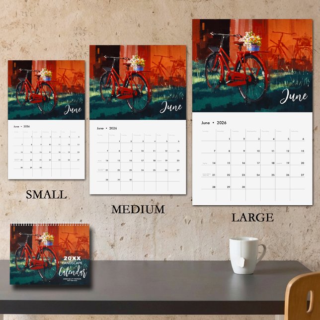 Landscape Paintings SMALL Calendar (SMALL SIZE selected -  Beautiful landscape paintings calendar, business or name on front & back)