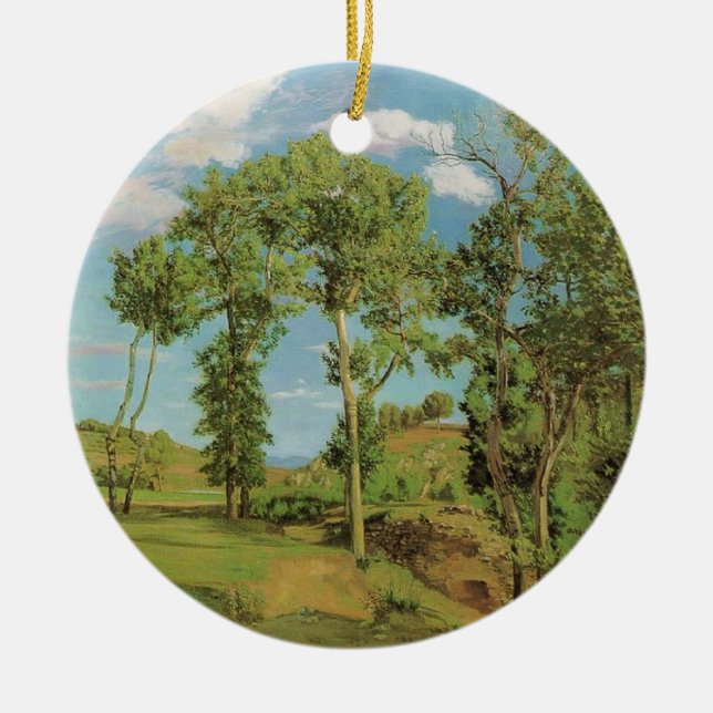 Landscape Paysage Frederic Bazille Impressionist Ceramic Tree Decoration (Front)