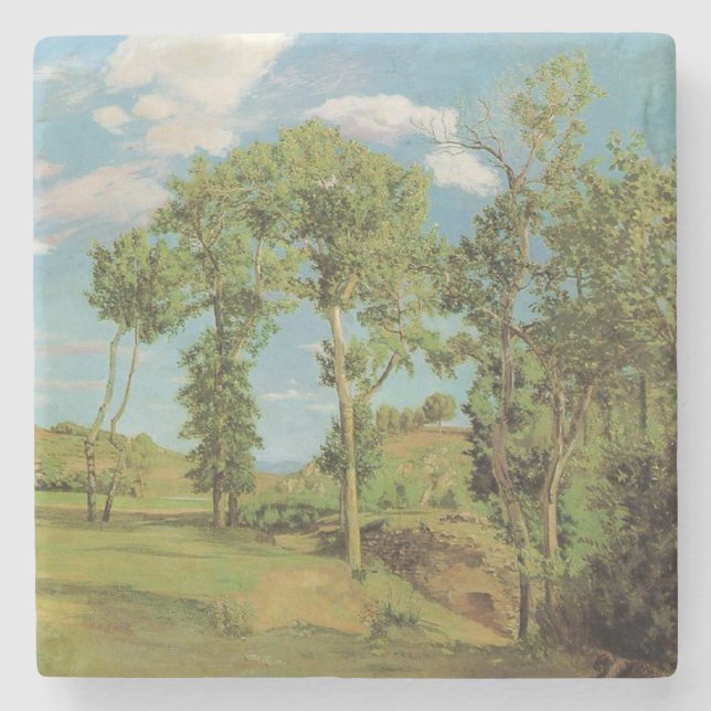 Landscape Paysage Frederic Bazille Impressionist Stone Coaster (Front)