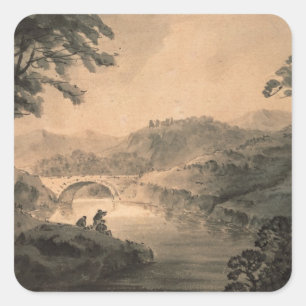 Landscape (pen & ink wash) square sticker