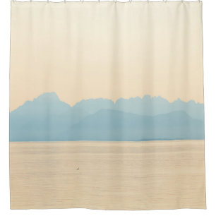 LANDSCAPE PHOTO OF A MOUNTAIN AND BODY OF WATER SHOWER CURTAIN