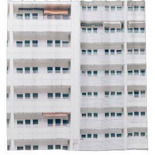 LANDSCAPE PHOTO OF BUILDING WINDOWS SHOWER CURTAIN