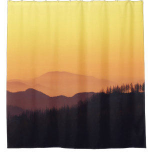 LANDSCAPE PHOTO OF FOREST DURING GOLDEN HOUR SHOWER CURTAIN