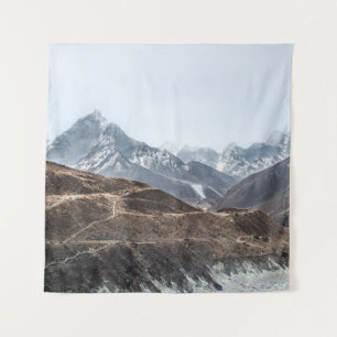 LANDSCAPE PHOTO OF MOUNTAINS UNDER WHITE CLOUDS TAPESTRY