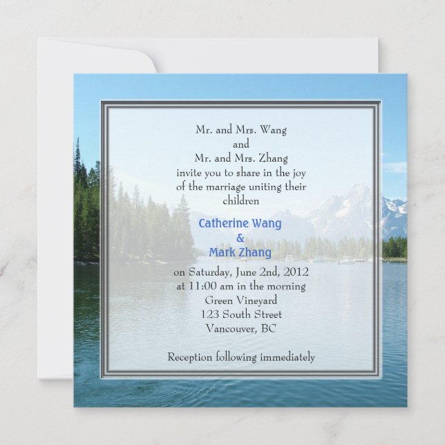 Landscape photo wedding invitations. Grand Teton Invitation (Front)