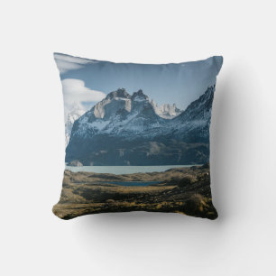 LANDSCAPE PHOTOGRAPHY OF BLACK AND WHITE MOUNTAIN CUSHION