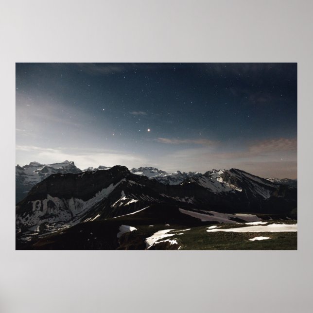 LANDSCAPE PHOTOGRAPHY OF BLACK AND WHITE MOUNTAIN POSTER (Front)