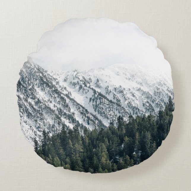 LANDSCAPE PHOTOGRAPHY OF TREES ROUND CUSHION (Front)