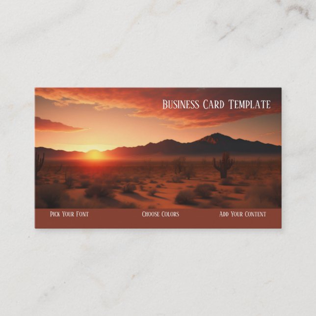 Landscape Photography Sunset Desert Business Card (Front)