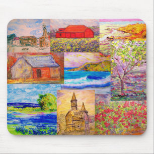 landscape pop art collage mouse mat