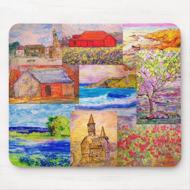 landscape pop art collage mouse mat (Front)
