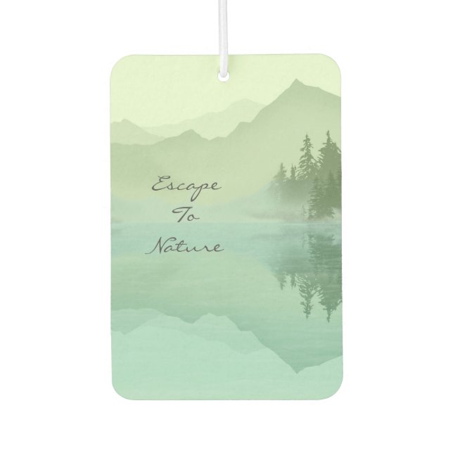 Landscape Reflection Lake Trees Green Motivational Car Air Freshener (Front)
