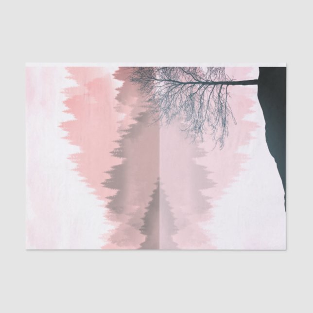 Landscape Reflection Lake Trees red autumn Tissue Paper (Front)