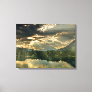 Landscape Scene - Lake, Trees, Mountains and Sky Canvas Print