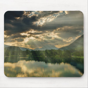 Landscape Scene - Lake, Trees, Mountains and Sky Mouse Mat