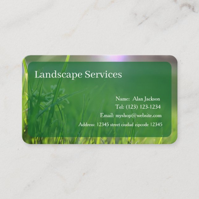 Landscape Services Business card editable (Front)