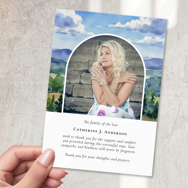 Landscape Sky Memorial Photo Sympathy Funeral Thank You Card (Creator Uploaded)