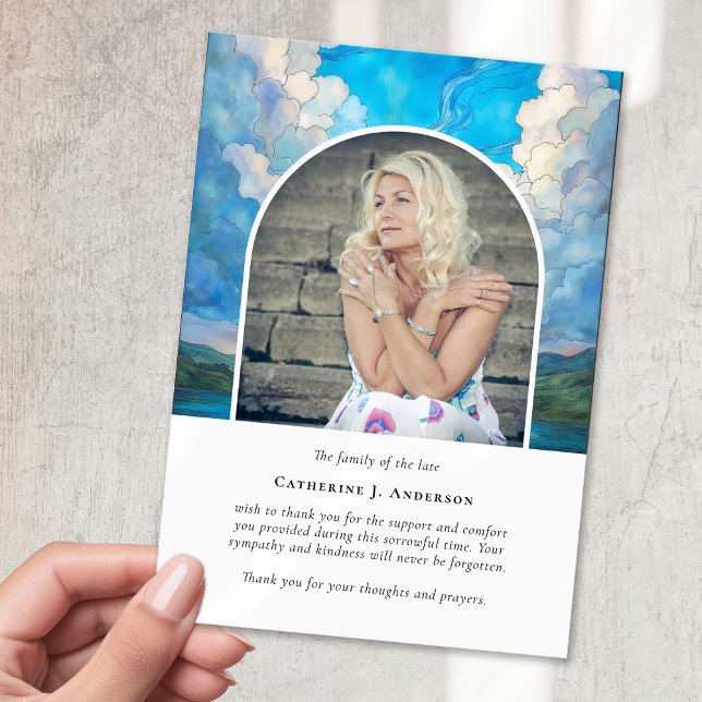 Landscape Sky Memorial Photo Sympathy Funeral Thank You Card (Creator Uploaded)