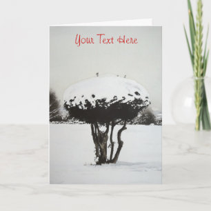 landscape snow scene painting for christmas holiday card