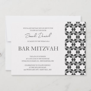 Landscape star pattern Bar Mitzvah invitation
