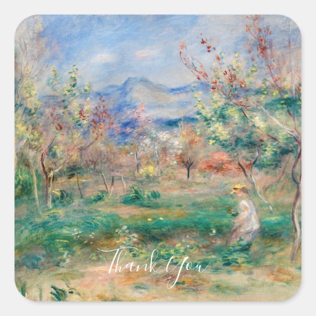 Landscape, Thank You Square Sticker (Front)