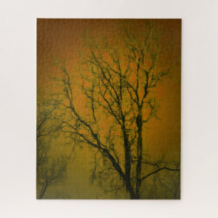 Landscape Tree Glass Art Photograph Orange Brown Jigsaw Puzzle