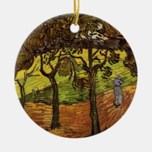 Landscape, Trees and Figures by Vincent van Gogh Ceramic Tree Decoration