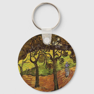 Landscape, Trees and Figures by Vincent van Gogh Key Ring