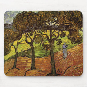 Landscape, Trees and Figures by Vincent van Gogh Mouse Mat