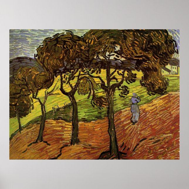 Landscape, Trees and Figures by Vincent van Gogh Poster (Front)